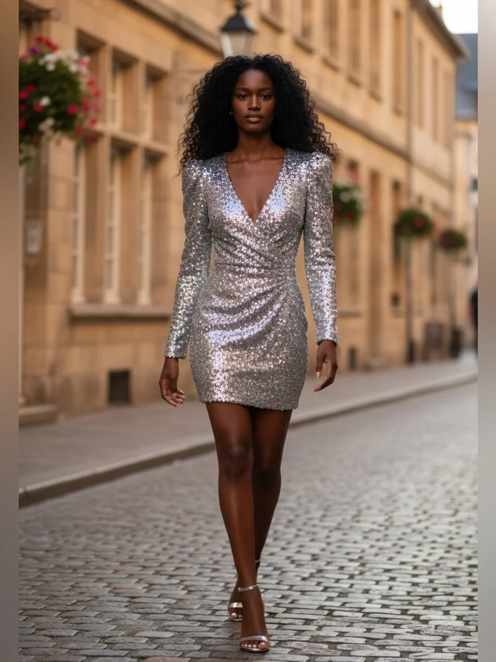 Lulu's Silver Sequin Mini Dress Size XS